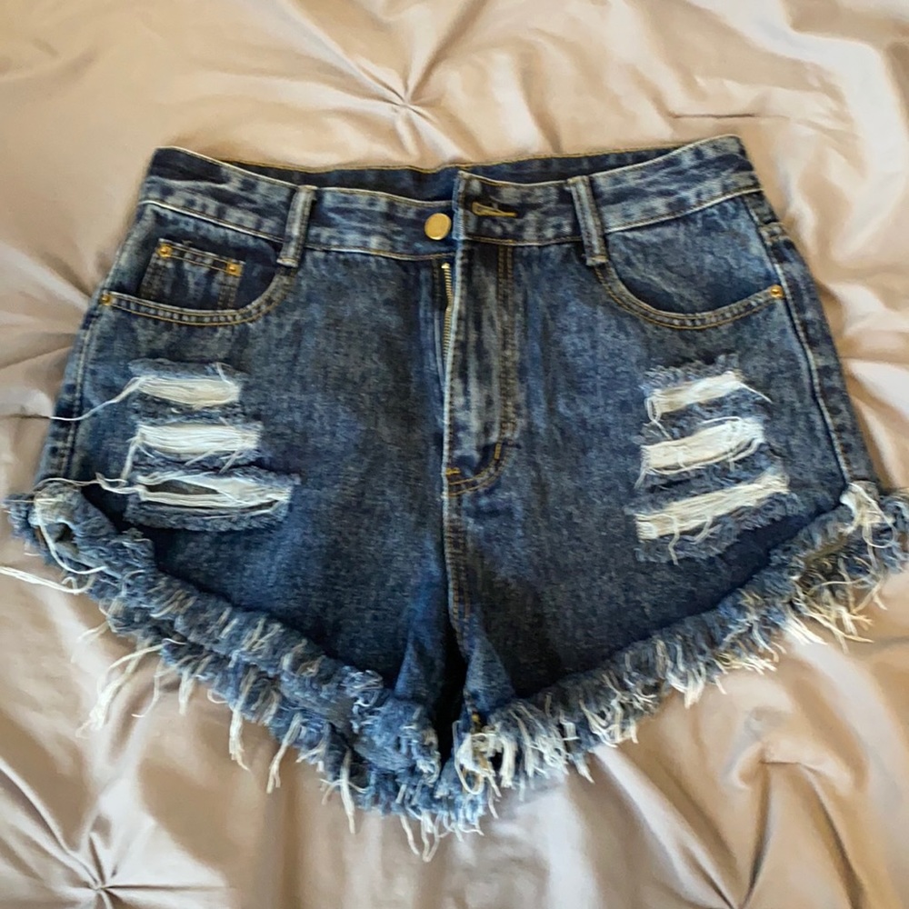 High waist distressed Jean shorts